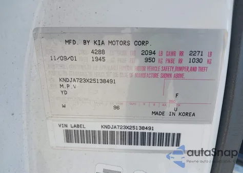 2002 Kia Sportage z USA, uszkodzony, nr VIN KNDJA723X25138491